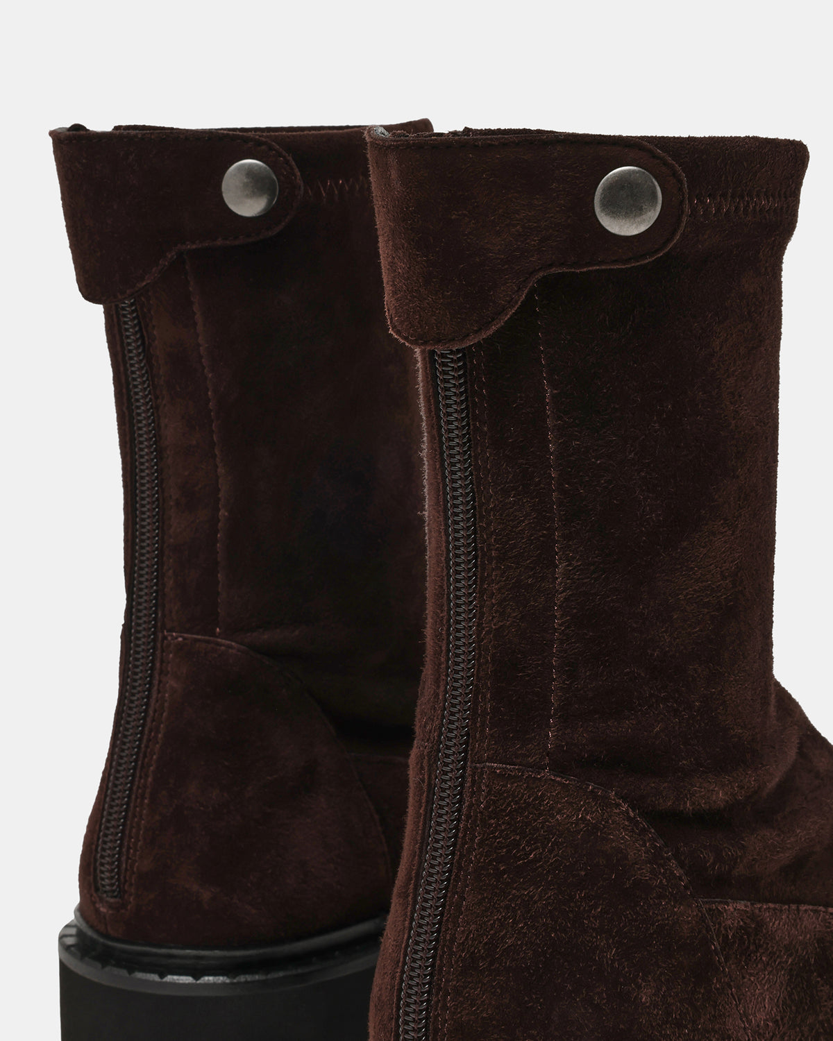 MYER Brown Suede Round-Toe Zipper Closure Women's Ankle Boot - Steve Madden