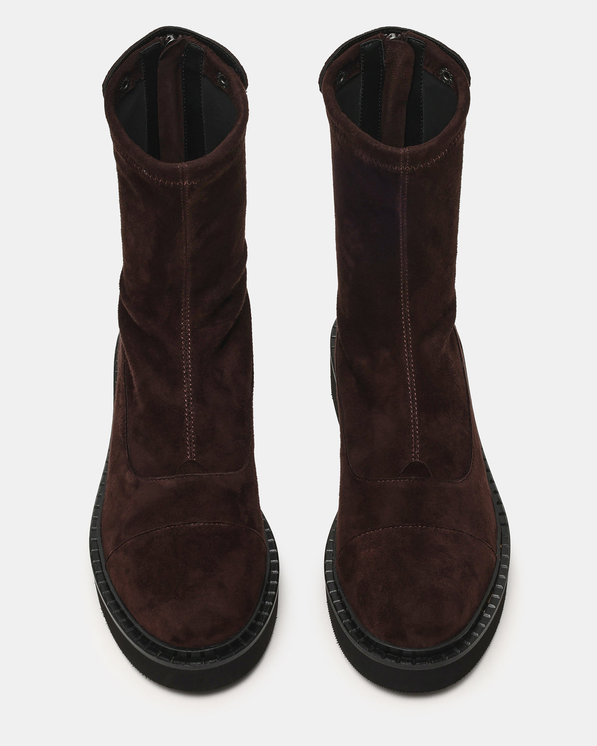 MYER Brown Suede Round-Toe Zipper Closure Women's Ankle Boot - Steve Madden