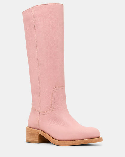 RIGGS Pink Leather Square-Toe Women's Boot - Steve Madden