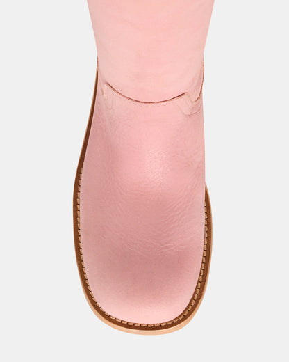 RIGGS Pink Leather Square-Toe Women's Boot - Steve Madden