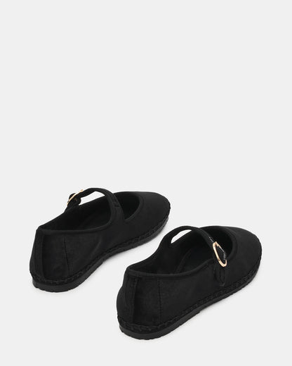 VELMA Black Velvet Mary Jane Gold-Detail Buckle Women's Flat - Steve Madden