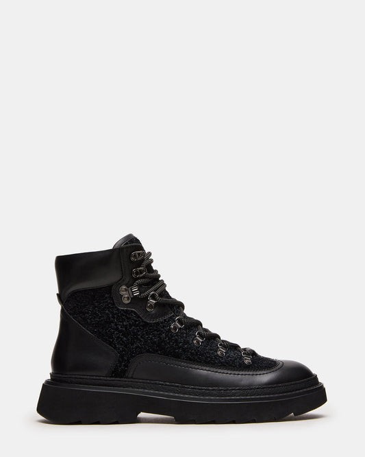 YOSEMITE Black Multi Lace-Up Lug Men's Ankle Boot - Steve Madden