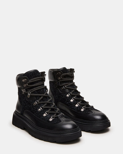 YOSEMITE Black Multi Lace-Up Lug Men's Ankle Boot - Steve Madden