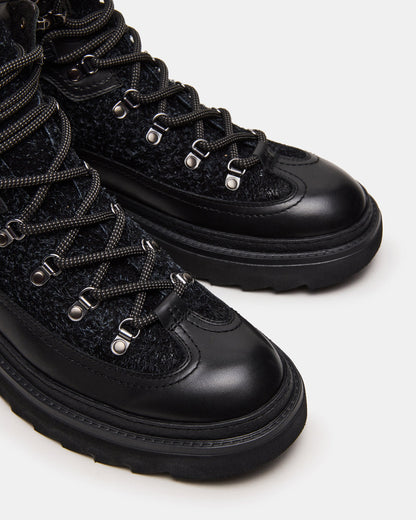 YOSEMITE Black Multi Lace-Up Lug Men's Ankle Boot - Steve Madden