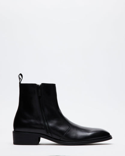 HAYNES Black Leather Men's Ankle Boot - Steve Madden