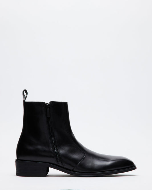 HAYNES Black Leather Men's Ankle Boot - Steve Madden