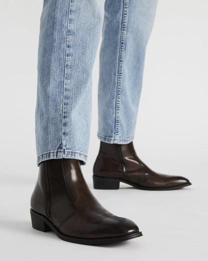 HAYNES Brown Leather Men's Ankle Boot - Steve Madden