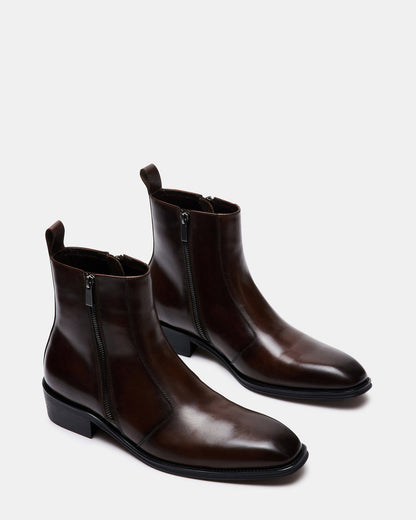 HAYNES Brown Leather Men's Ankle Boot - Steve Madden