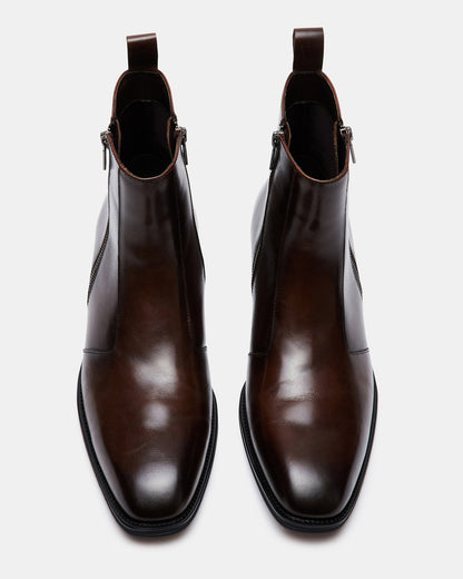HAYNES Brown Leather Men's Ankle Boot - Steve Madden