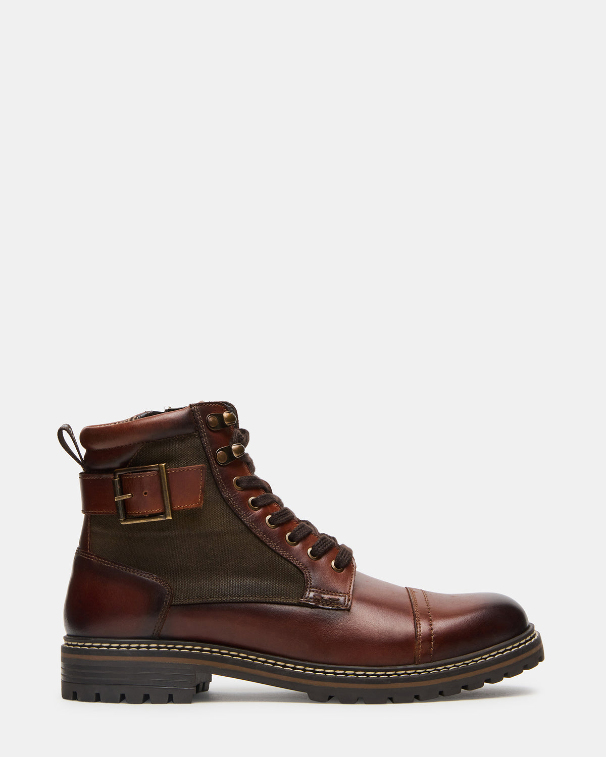 REID Cognac Lace-Up Lug Men's Ankle Boot - Steve Madden