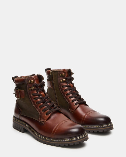 REID Cognac Lace-Up Lug Men's Ankle Boot - Steve Madden