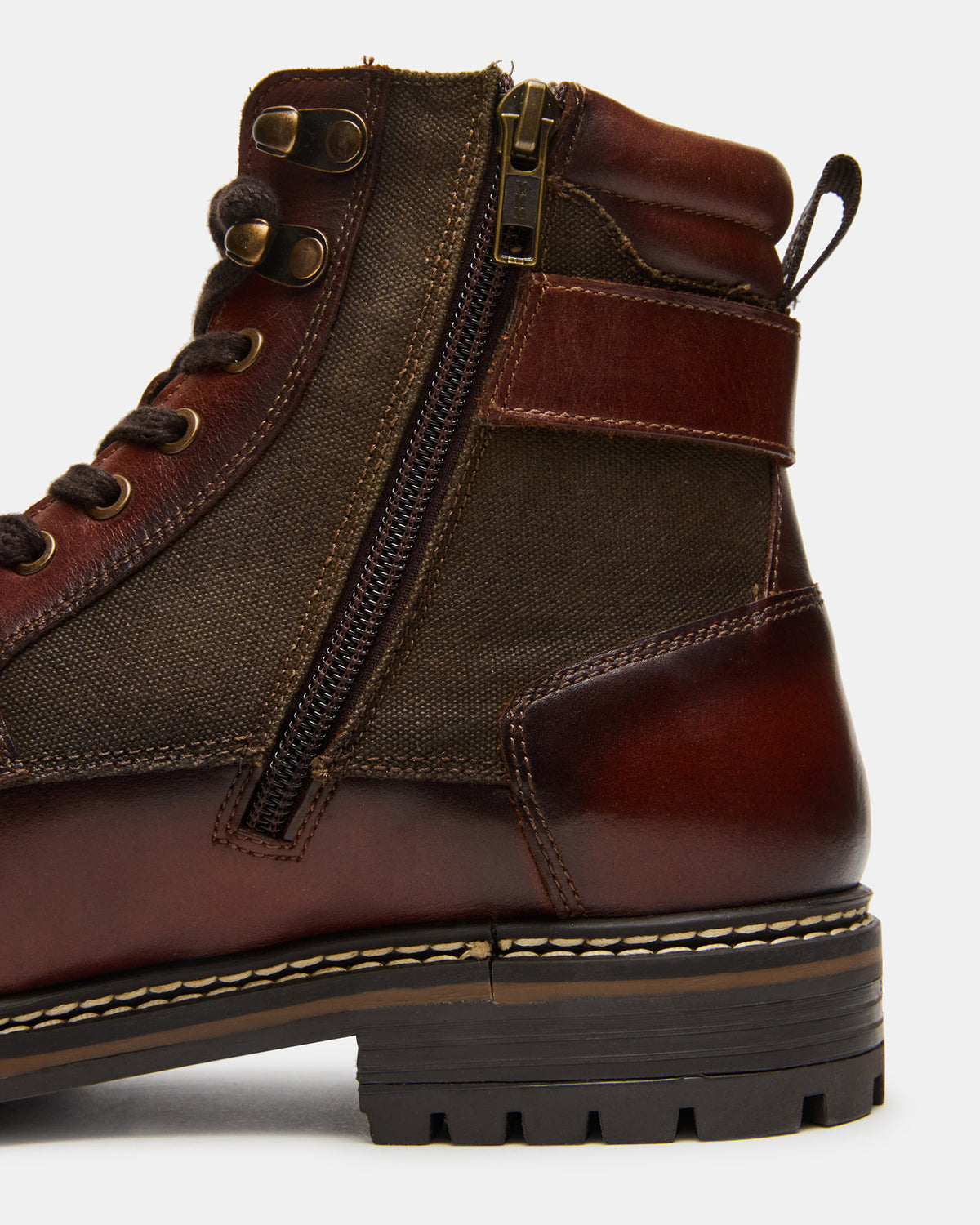 REID Cognac Lace-Up Lug Men's Ankle Boot - Steve Madden