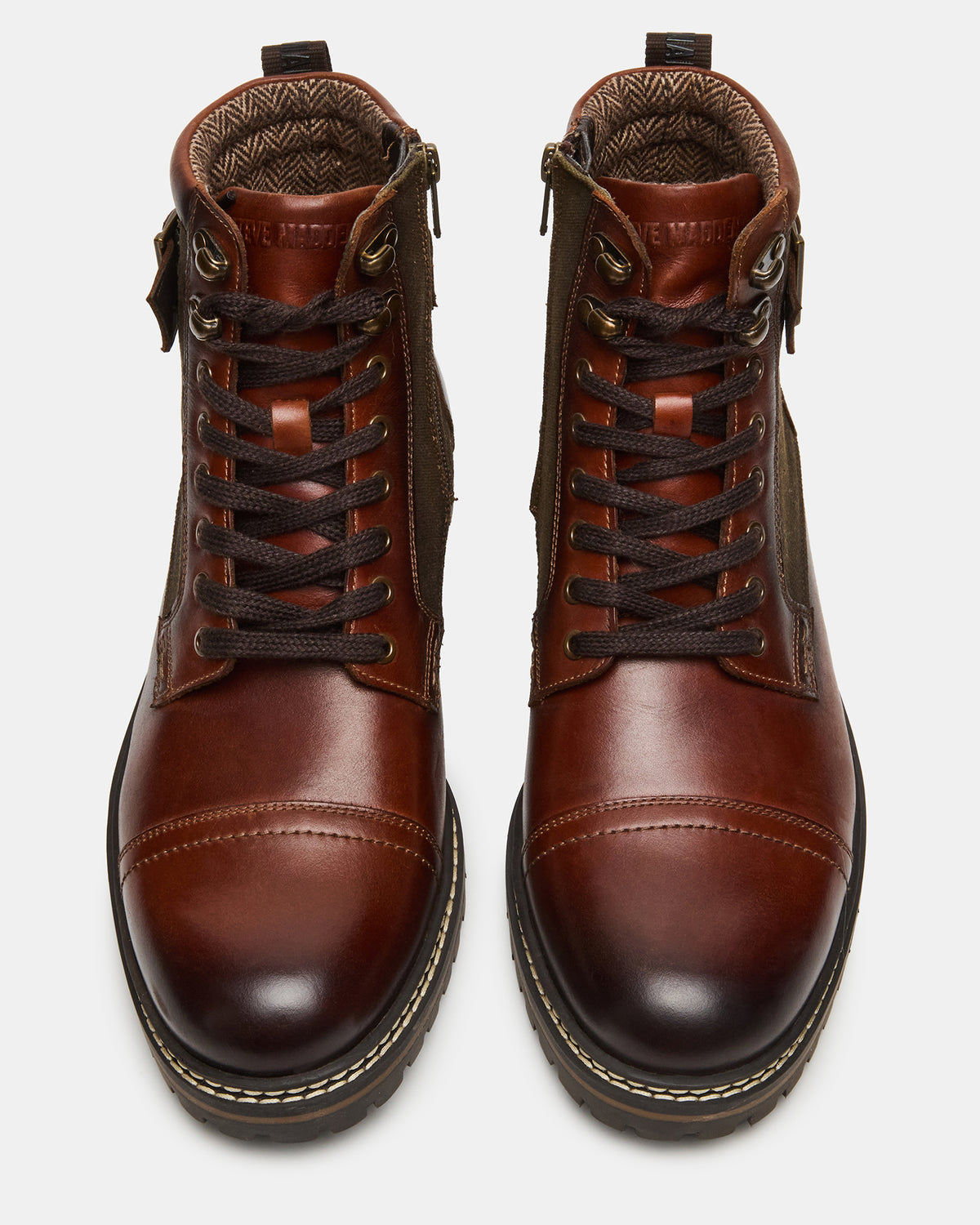 REID Cognac Lace-Up Lug Men's Ankle Boot - Steve Madden