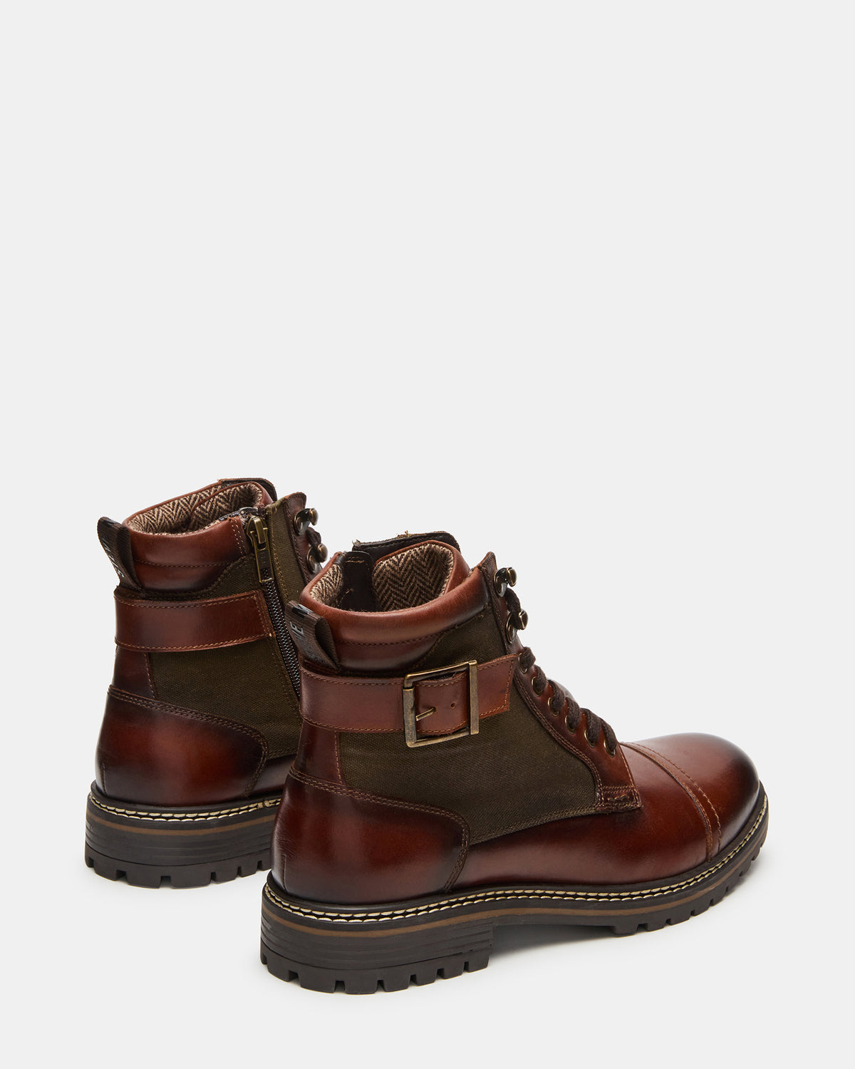 REID Cognac Lace-Up Lug Men's Ankle Boot - Steve Madden