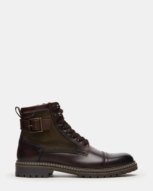 REID Dark Brown Lace-Up Lug Men's Ankle Boot - Steve Madden