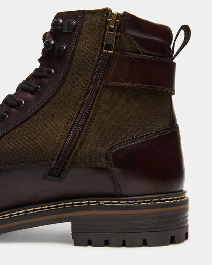 REID Dark Brown Lace-Up Lug Men's Ankle Boot - Steve Madden