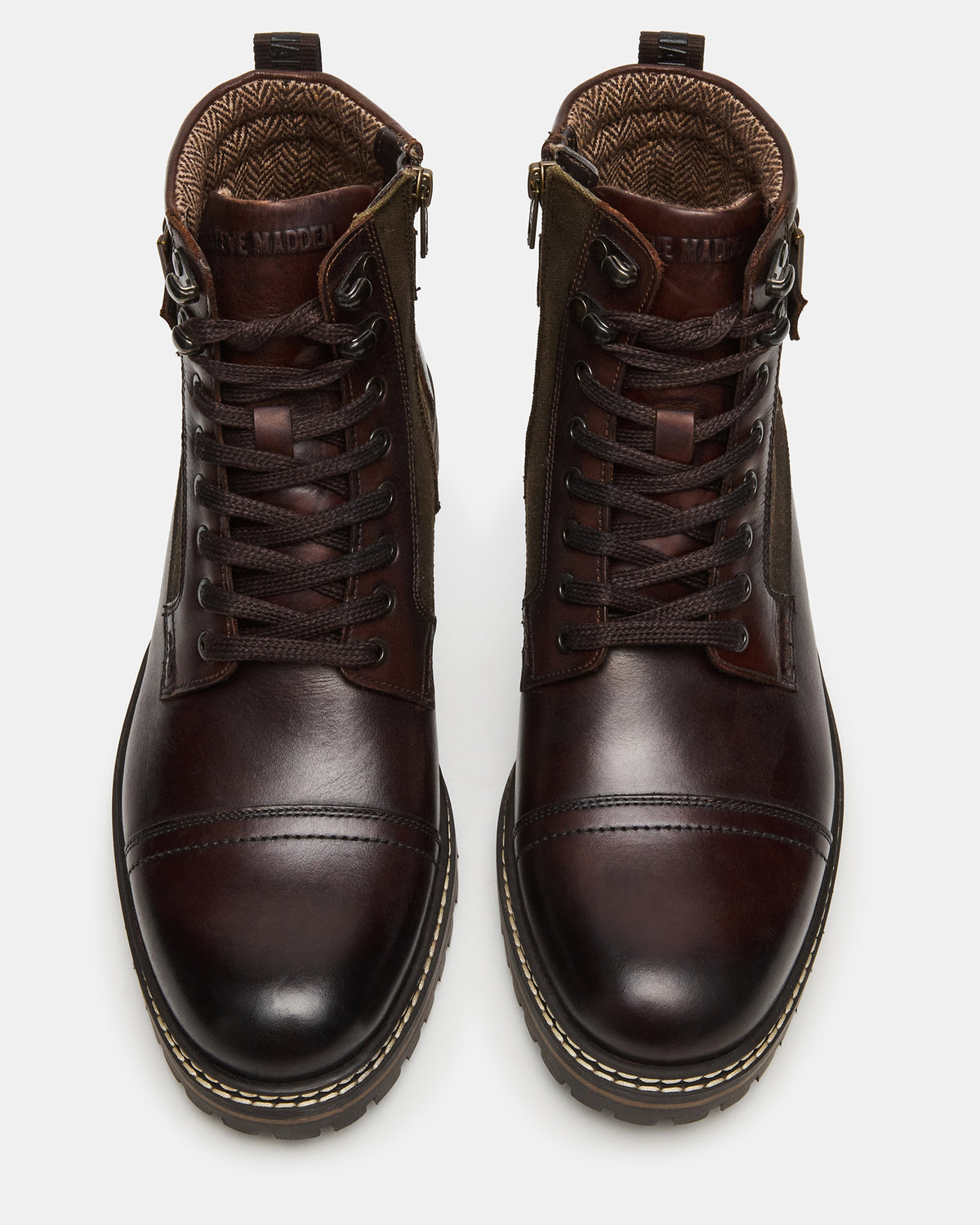 REID Dark Brown Lace-Up Lug Men's Ankle Boot - Steve Madden