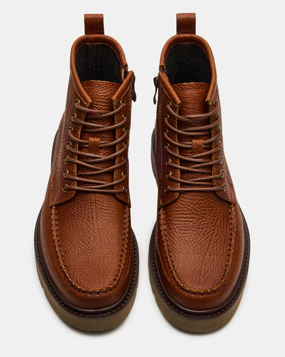 DAEL Brown Leather Lace-Up Men's Ankle Boot - Steve Madden