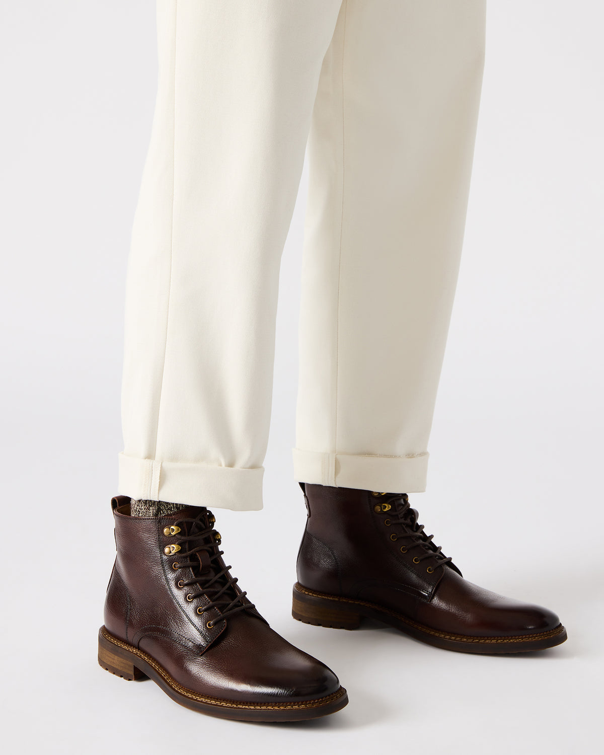 NOBY Brown Leather Men's Lace-Up Ankle Boot - Steve Madden
