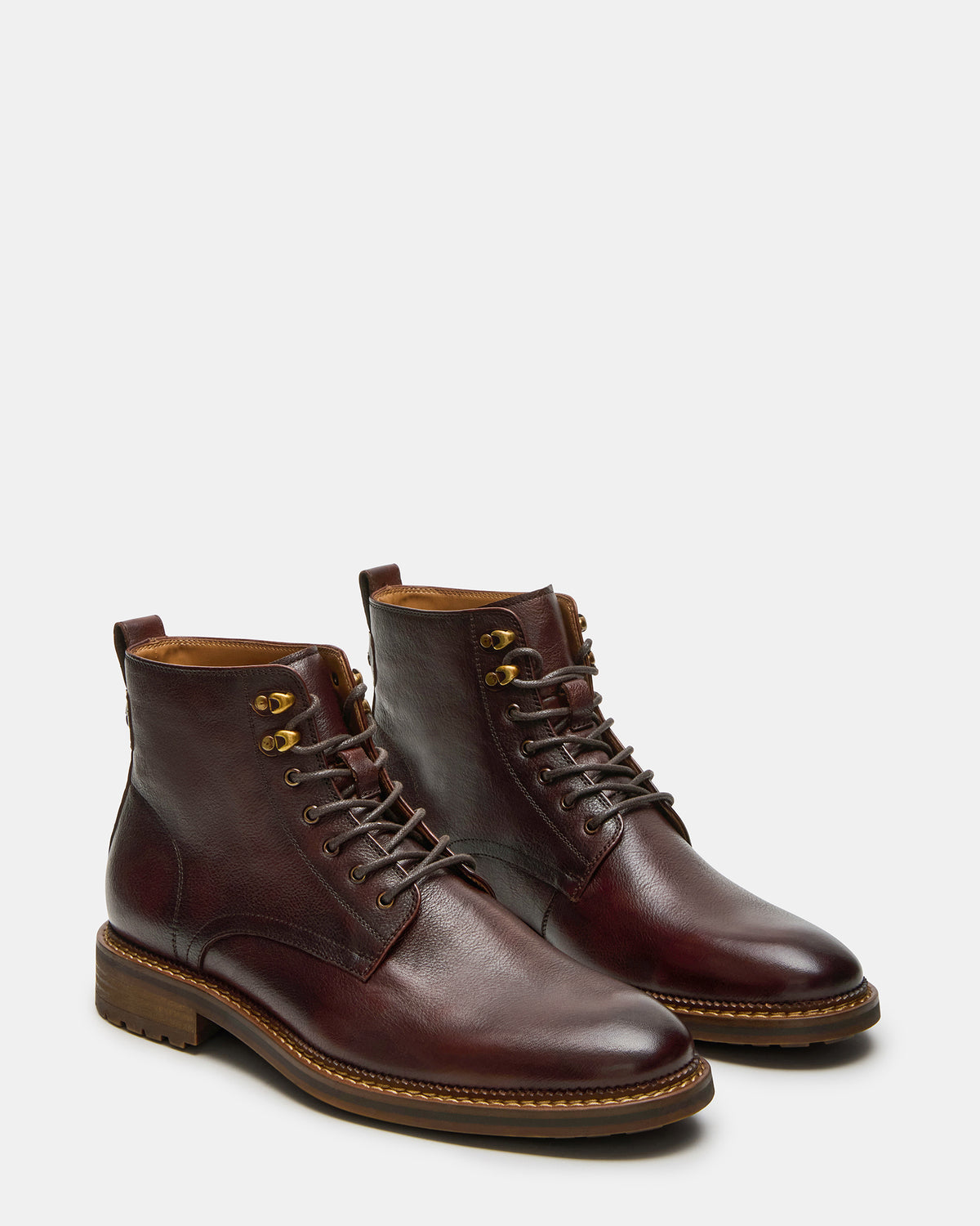 NOBY Brown Leather Men's Lace-Up Ankle Boot - Steve Madden