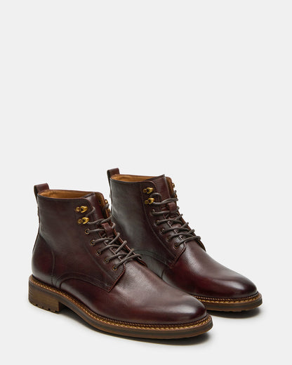 NOBY Brown Leather Men's Lace-Up Ankle Boot - Steve Madden