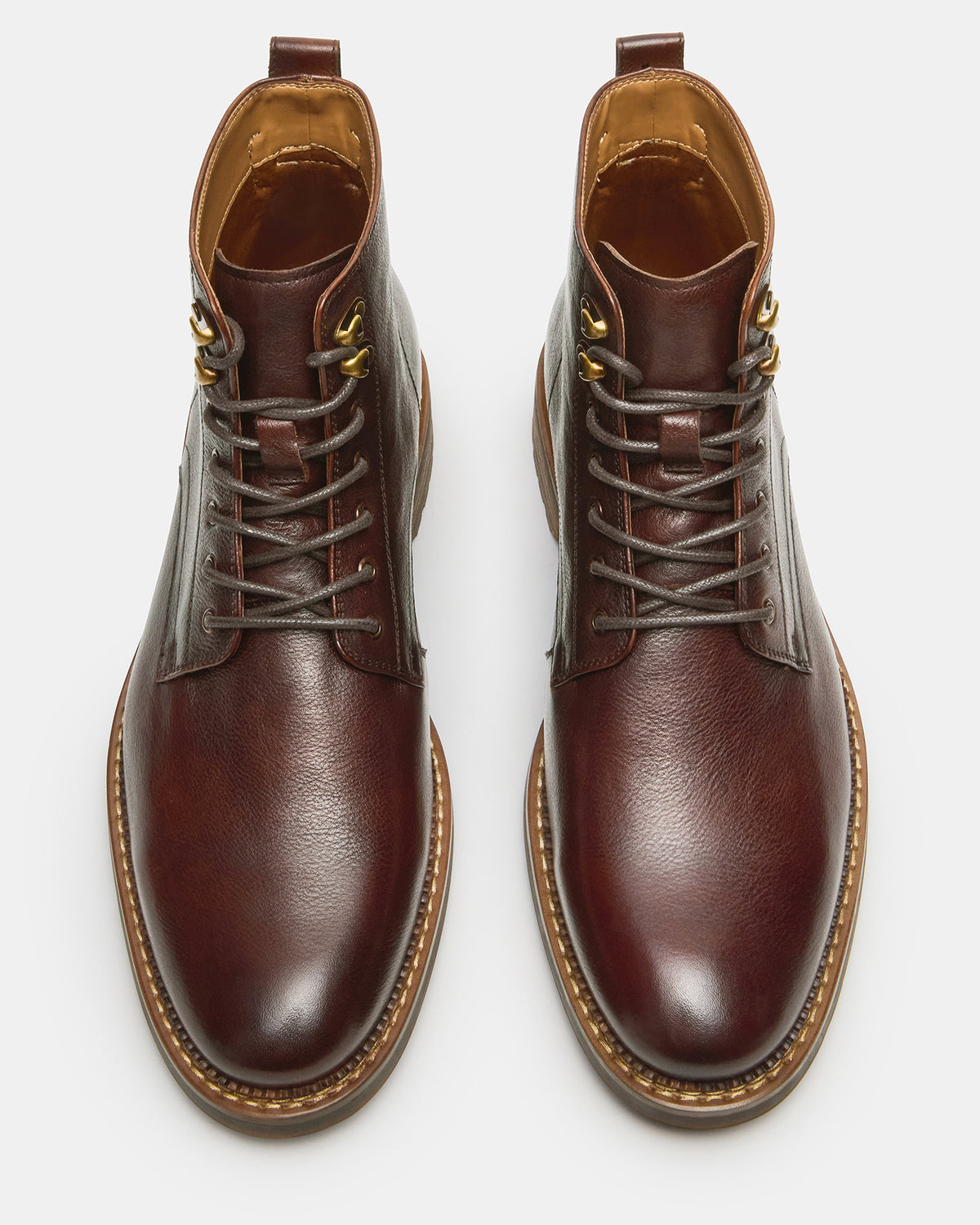 NOBY Brown Leather Men's Lace-Up Ankle Boot - Steve Madden