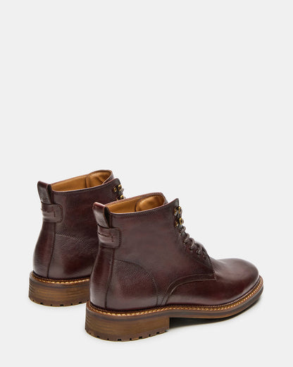 NOBY Brown Leather Men's Lace-Up Ankle Boot - Steve Madden