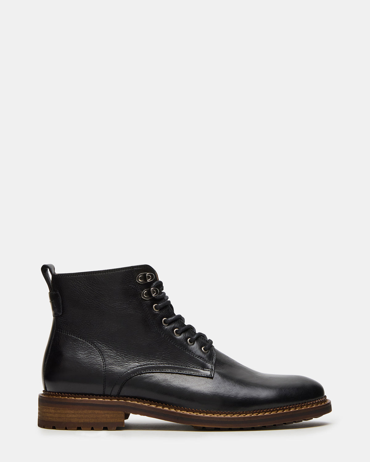 NOBY Black Leather Men's Lace-Up Ankle Boot - Steve Madden