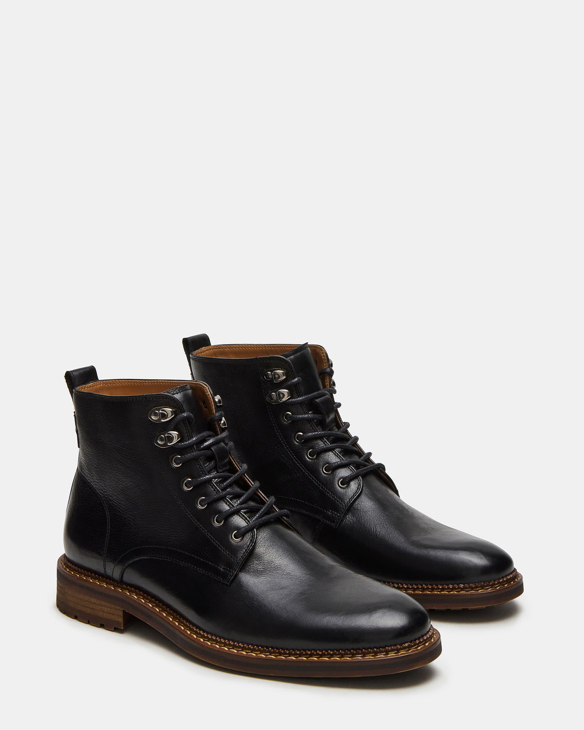 NOBY Black Leather Men's Lace-Up Ankle Boot - Steve Madden