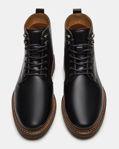 NOBY Black Leather Men's Lace-Up Ankle Boot - Steve Madden