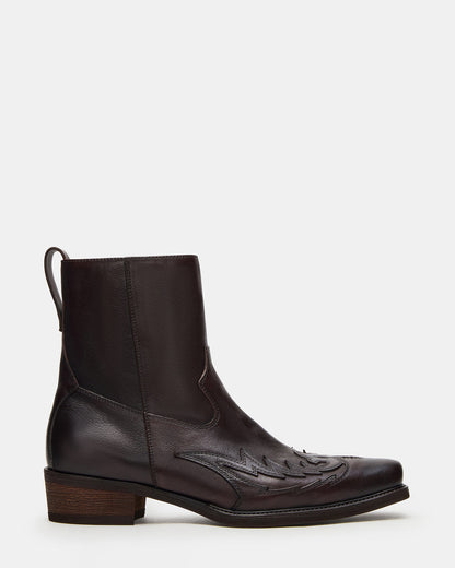 SANTANA Dark Brown Western Men's Ankle Boot - Steve Madden