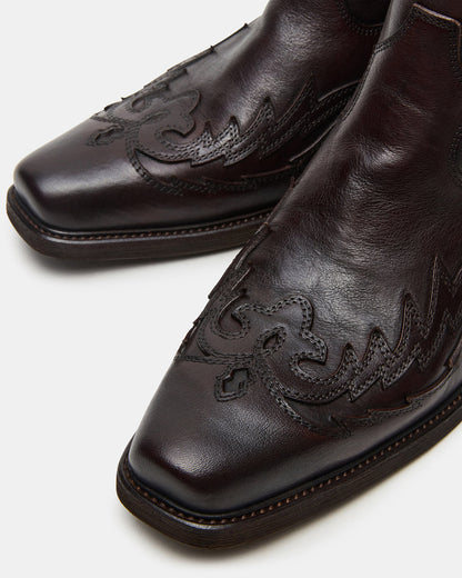 SANTANA Dark Brown Western Men's Ankle Boot - Steve Madden