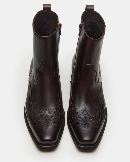SANTANA Dark Brown Western Men's Ankle Boot - Steve Madden