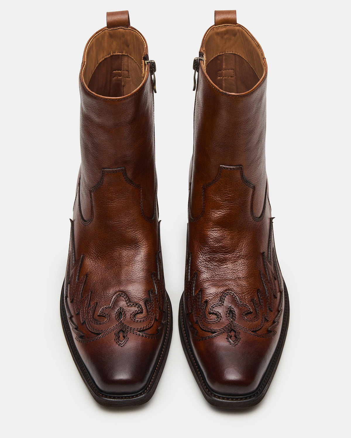 SANTANA Brown Leather Western Men's Ankle Boot - Steve Madden