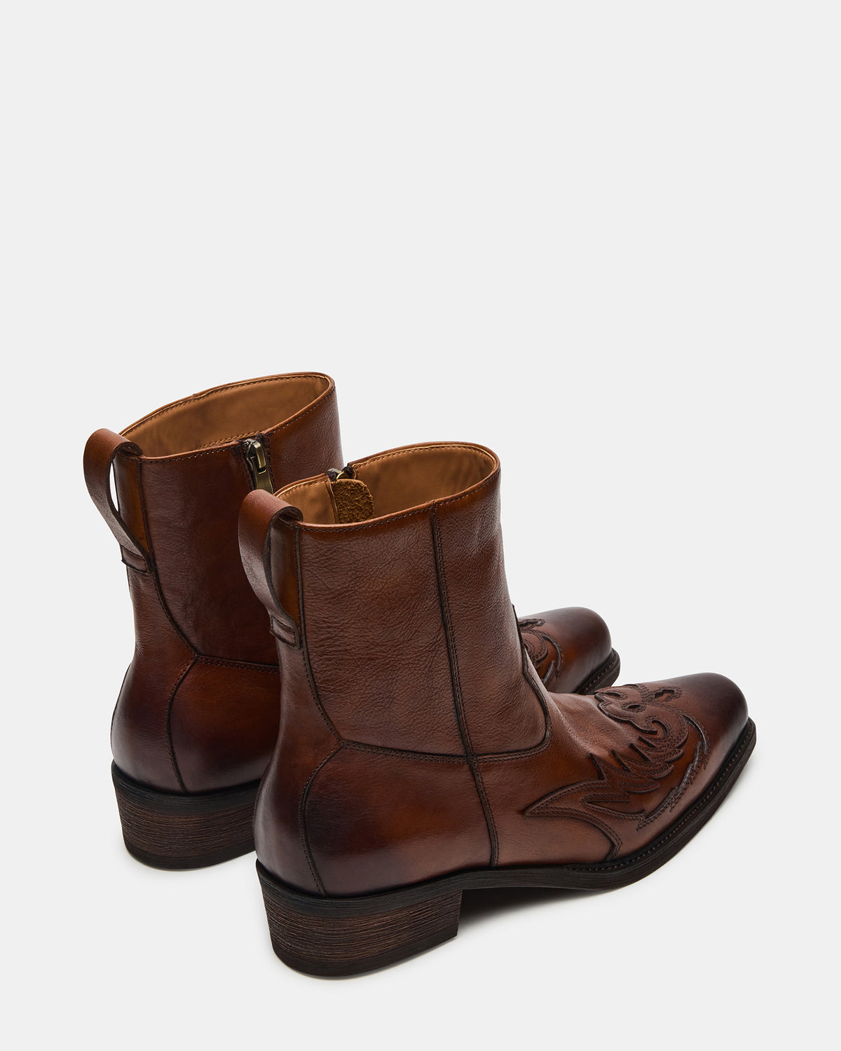 SANTANA Brown Leather Western Men's Ankle Boot - Steve Madden