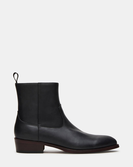 HENDRIK Black Leather Men's Ankle Boot - Steve Madden