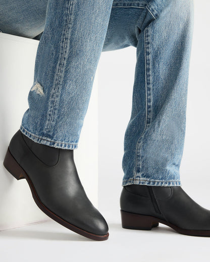 HENDRIK Black Leather Men's Ankle Boot - Steve Madden