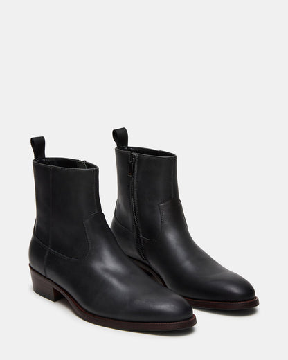 HENDRIK Black Leather Men's Ankle Boot - Steve Madden