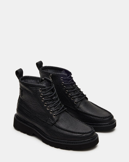 DAEL Black Leather Lace-Up Men's Ankle Boot - Steve Madden