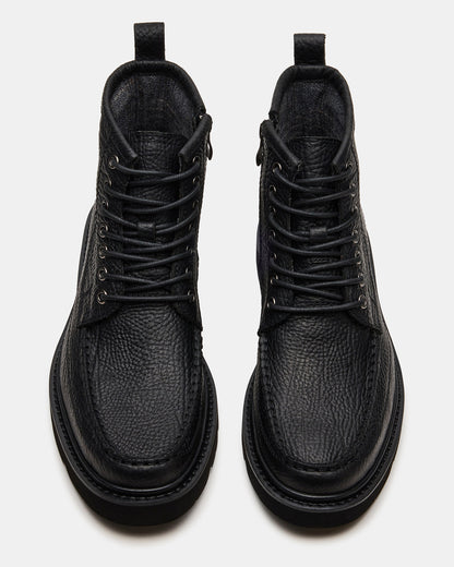 DAEL Black Leather Lace-Up Men's Ankle Boot - Steve Madden