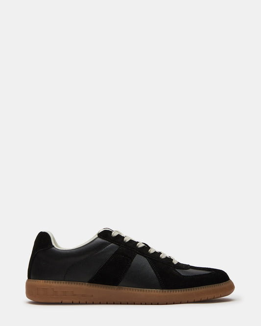 DIXON Black Leather Low-Top Panel Men's Sneaker - Steve Madden