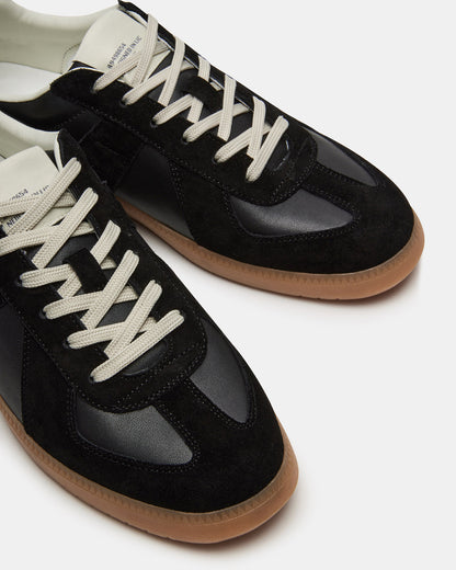 DIXON Black Leather Low-Top Panel Men's Sneaker - Steve Madden
