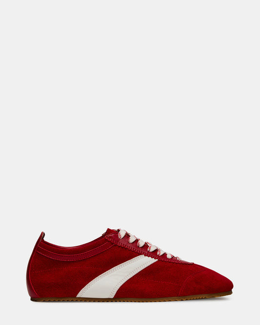 JUNA Red Low-Top Lace-Up Stripe Men's Sneaker - Steve Madden
