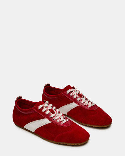 JUNA Red Low-Top Lace-Up Stripe Men's Sneaker - Steve Madden