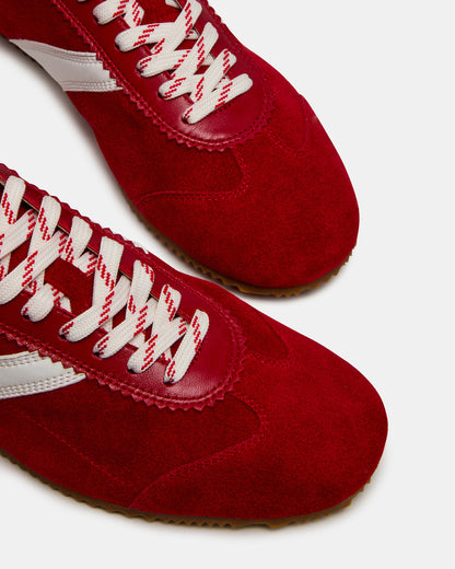 JUNA Red Low-Top Lace-Up Stripe Men's Sneaker - Steve Madden