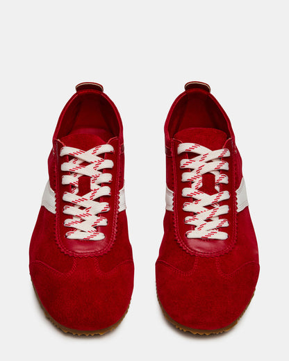 JUNA Red Low-Top Lace-Up Stripe Men's Sneaker - Steve Madden