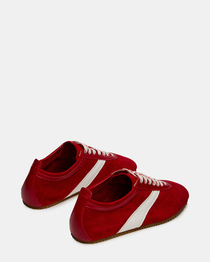 JUNA Red Low-Top Lace-Up Stripe Men's Sneaker - Steve Madden
