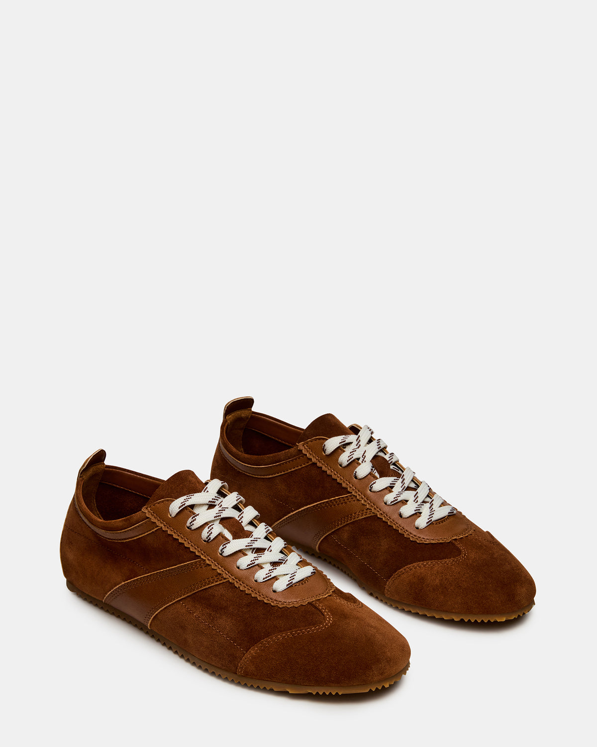 JUNA Cognac Suede Low-Top Lace-Up Stripe Men's Sneaker - Steve Madden