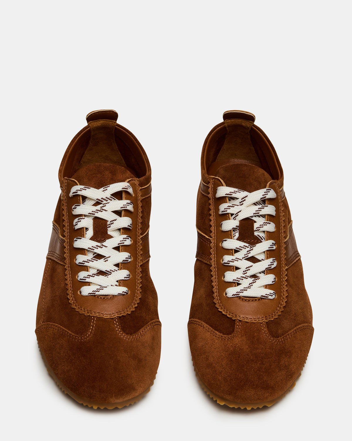 JUNA Cognac Suede Low-Top Lace-Up Stripe Men's Sneaker - Steve Madden