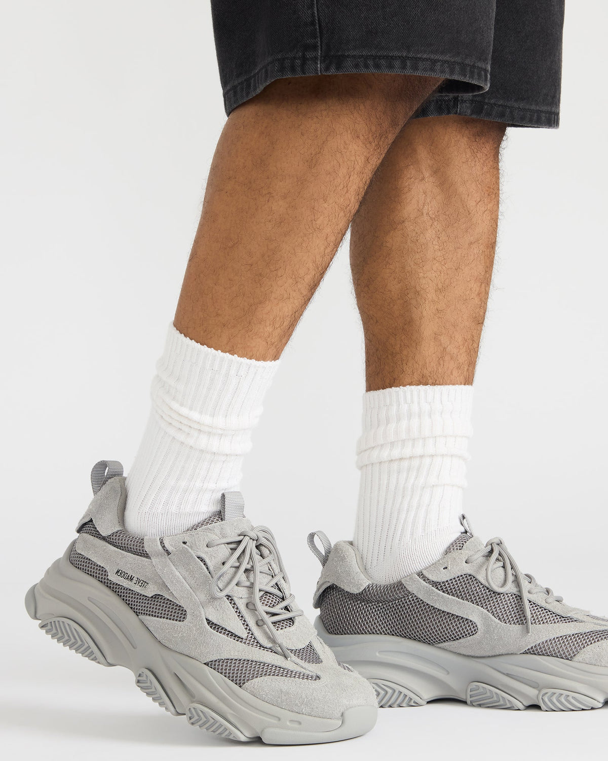 POSSESS Grey Suede Low-Top Lace-Up Men's Sneaker - Steve Madden